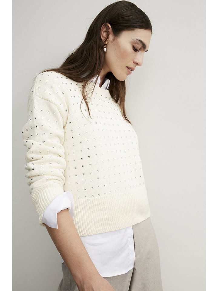 Oui Sweter w kolorze kremowym rozmiar: 38