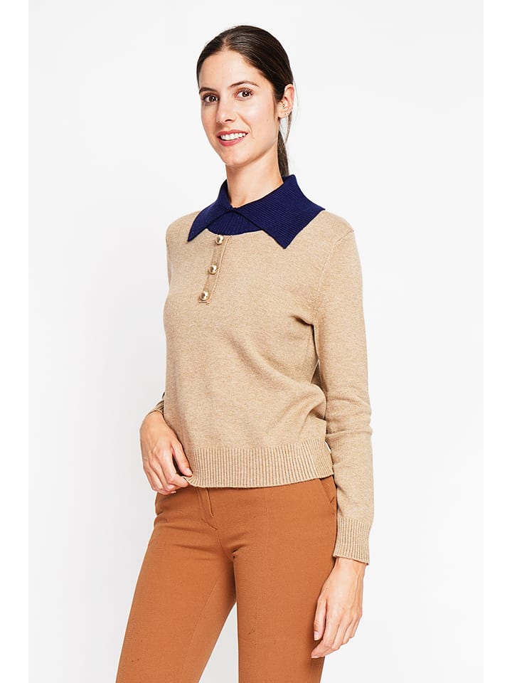 William de Faye Sweter w kolorze karmelowo-niebieskim rozmiar: 36