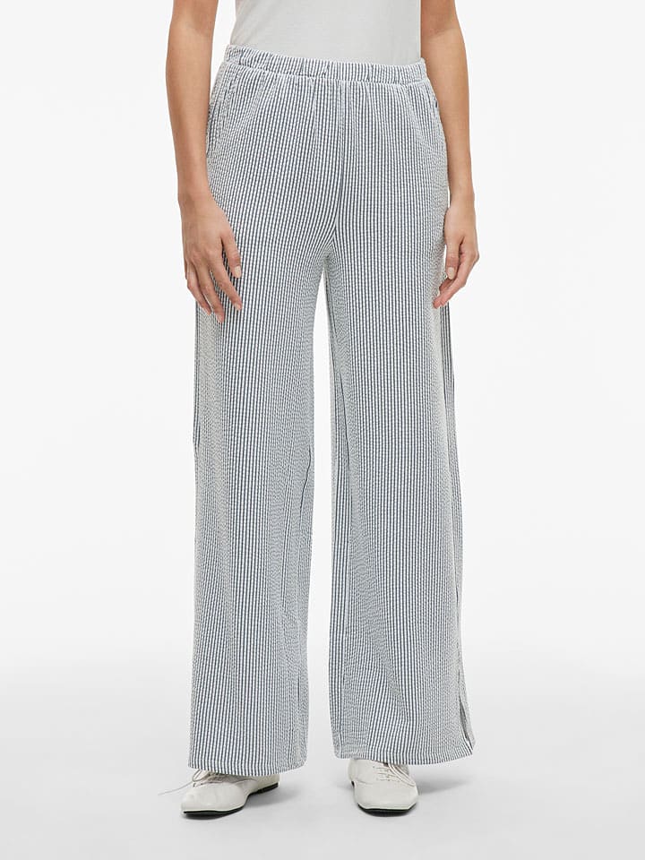 Vila Spodnie "Striple" w kolorze antracytowo-białym rozmiar: XS