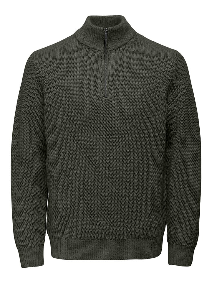 ONLY & SONS Sweter "Rolf" w kolorze khaki rozmiar: M