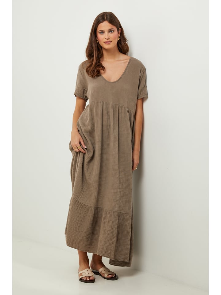 Lin Passion Lniana sukienka w kolorze jasnobrązowym rozmiar: 34/36