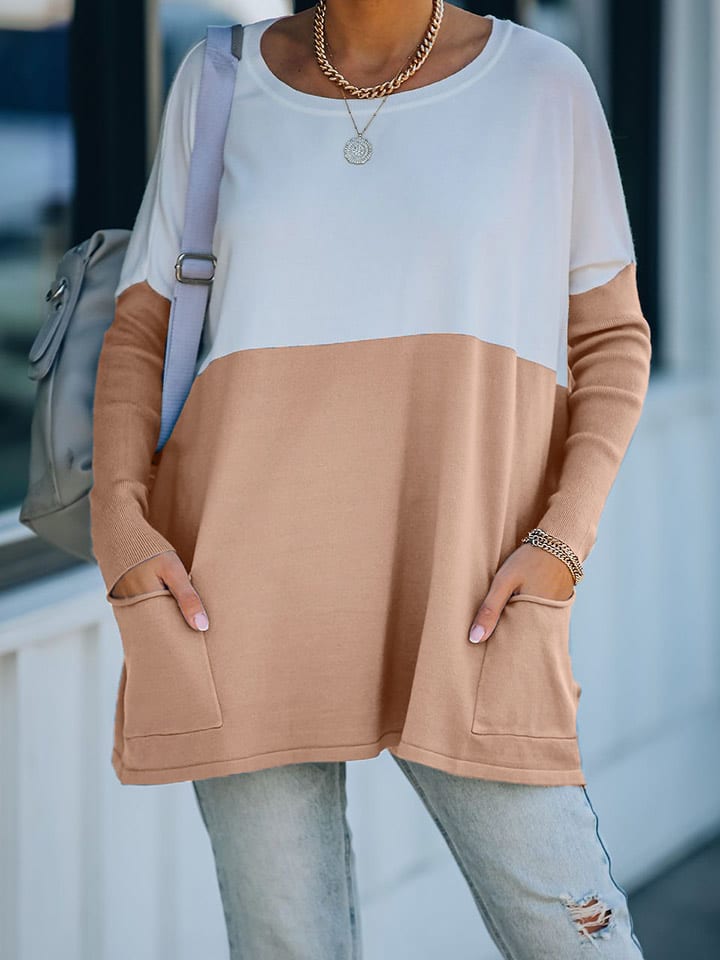 Milan Kiss Sweter w kolorze karmelowo-kremowym rozmiar: M