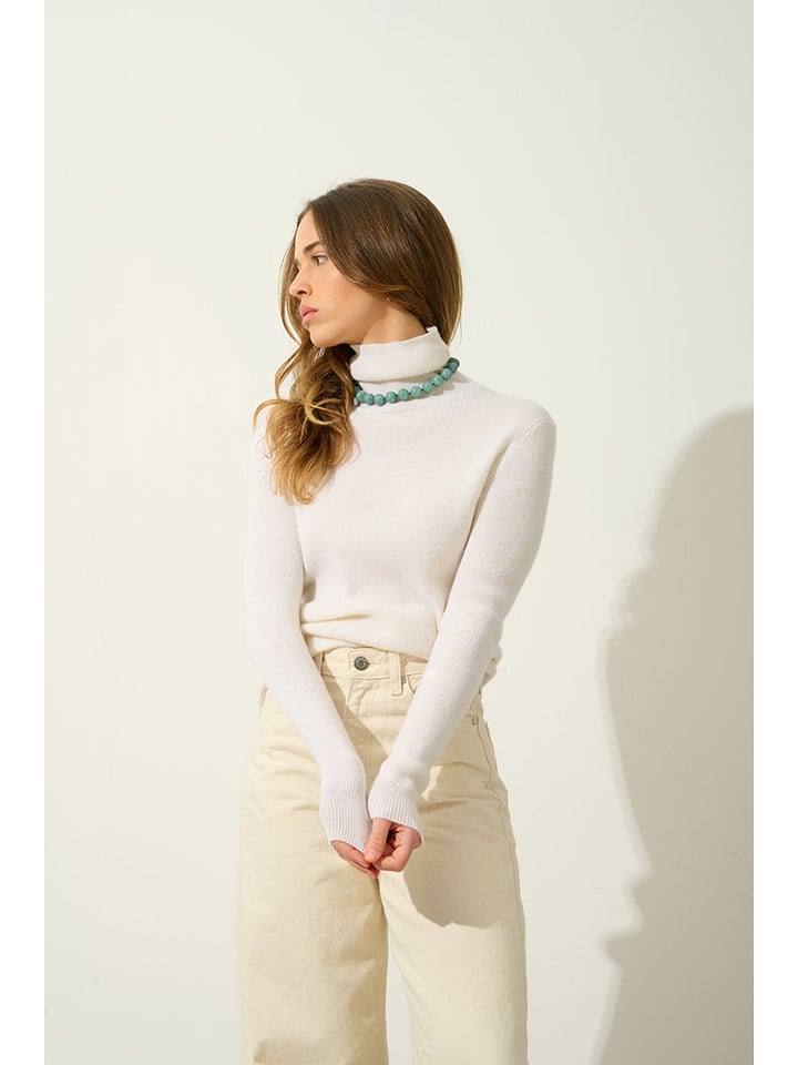 AUTHENTIC CASHMERE Kaszmirowy golf "Suzie" w kolorze kremowym rozmiar: L