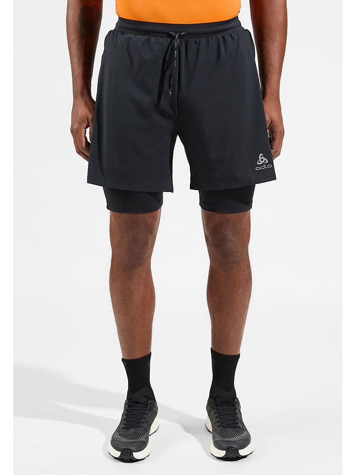 Odlo Szorty sportowe 2w1 "X-Alp Trail 6" w kolorze czarnym rozmiar: XL