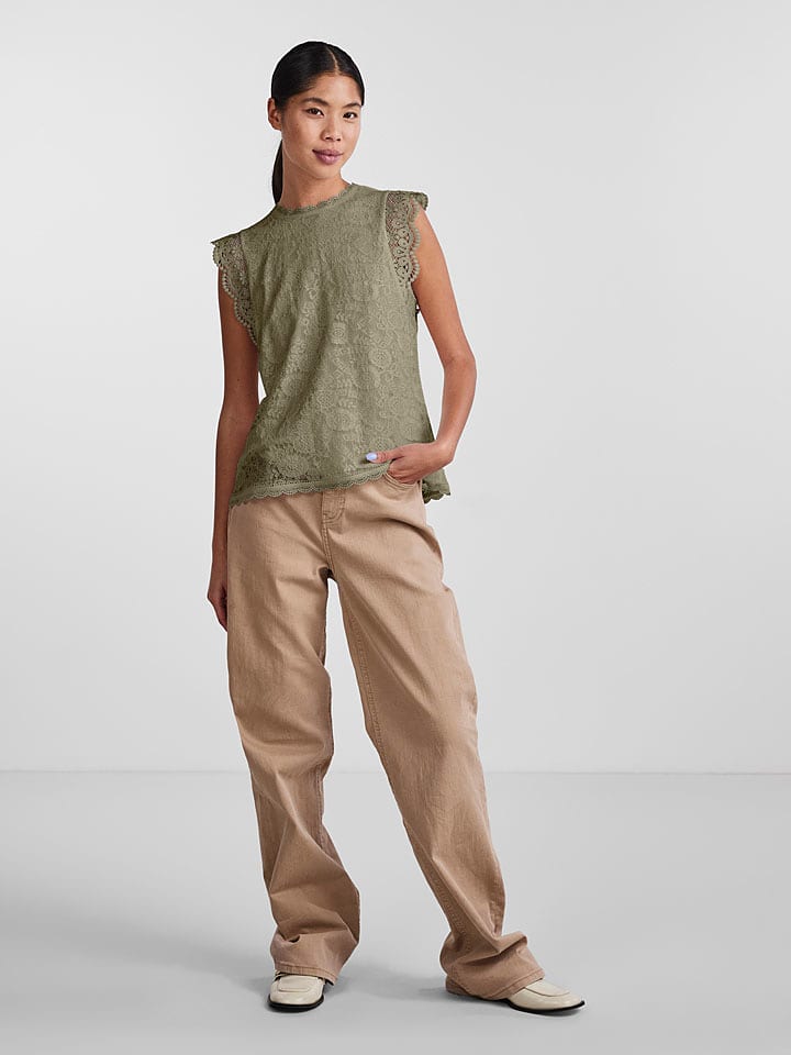 Pieces Bluzka "Olline" w kolorze oliwkowym rozmiar: XS