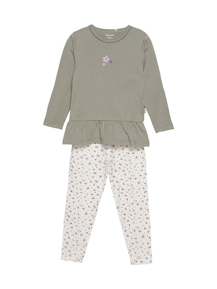 CeLaVi Piżama w kolorze oliwkowo-białym rozmiar: 110