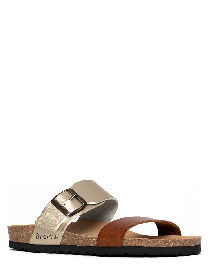 BACKSUN Klapki w kolorze złoto-jasnobrązowym rozmiar: 40