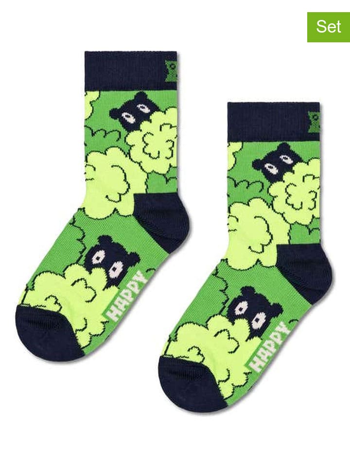 Happy Socks Skarpety (2 pary) w kolorze czarno-zielonym rozmiar: 13-21