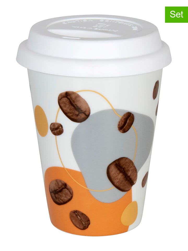 Könitz Kubki To-Go (2 szt.) "Coffee Flow" w kolorze biało-brązowym - 380 ml rozmiar: onesize