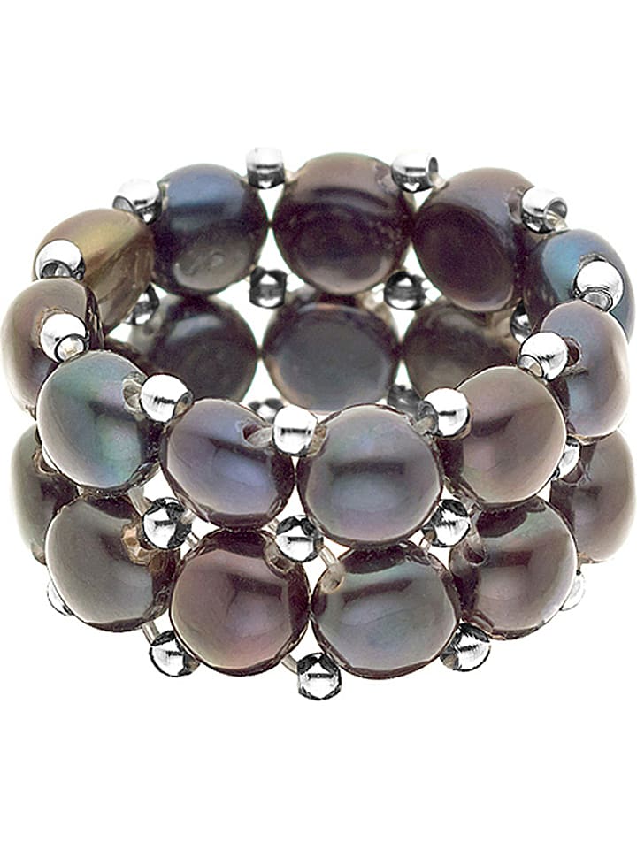 Mitzuko Pierścionek z pereł w kolorze antracytowym rozmiar: onesize