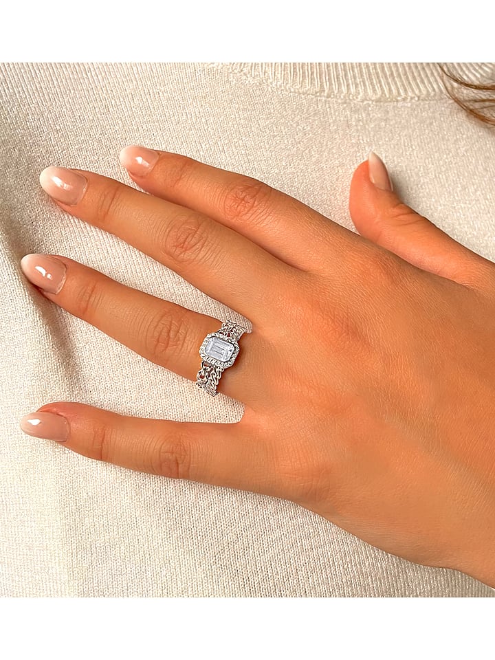 Eclat d'Argent Srebrny pierścionek z cyrkoniami rozmiar: 58