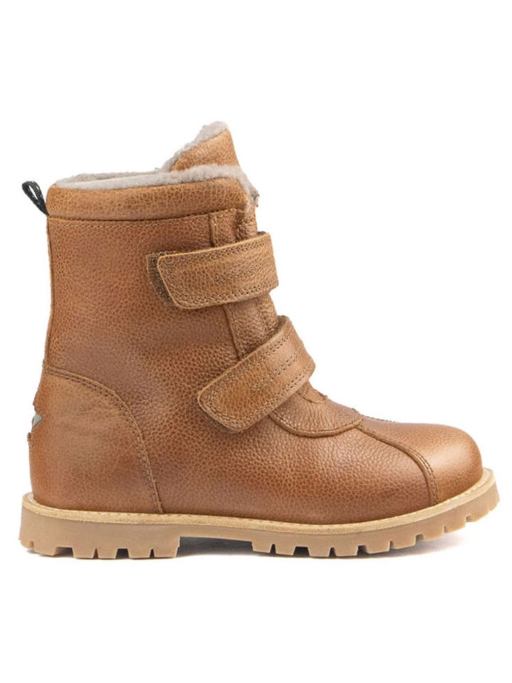 Rap Skórzane botki zimowe w kolorze jasnobrązowym rozmiar: 28