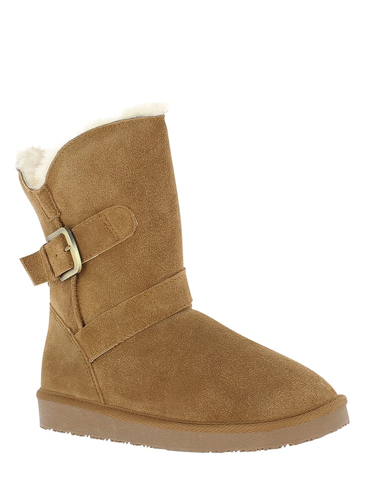 Gooce Skórzane kozaki zimowe "Blume" w kolorze jasnobrązowym rozmiar: 38