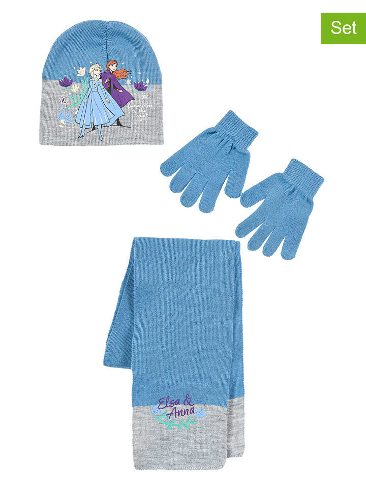 FROZEN 3-częściowy zestaw "Kraina Lodu" w kolorze błękitno-jasnoszarym rozmiar: 52 cm