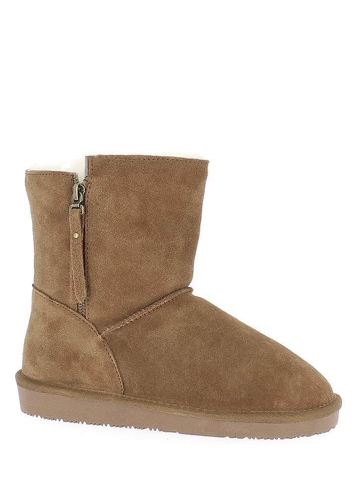 Gooce Skórzane botki zimowe "Tempe" w kolorze jasnobrązowym rozmiar: 39