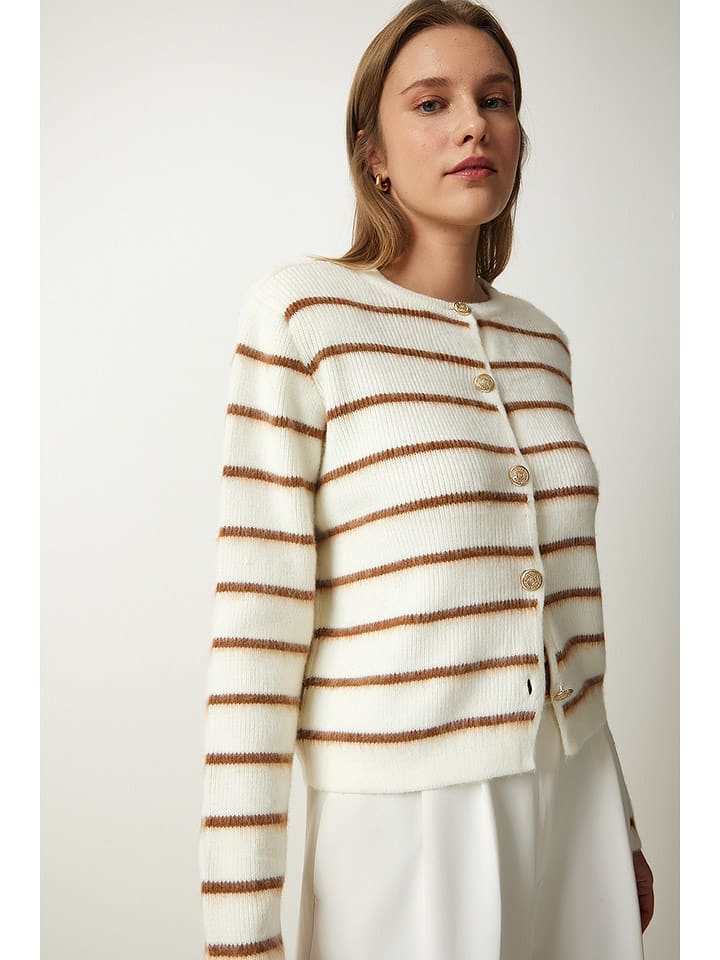 Happiness Istanbul Kardigan w kolorze kremowo-jasnobrązowym rozmiar: onesize