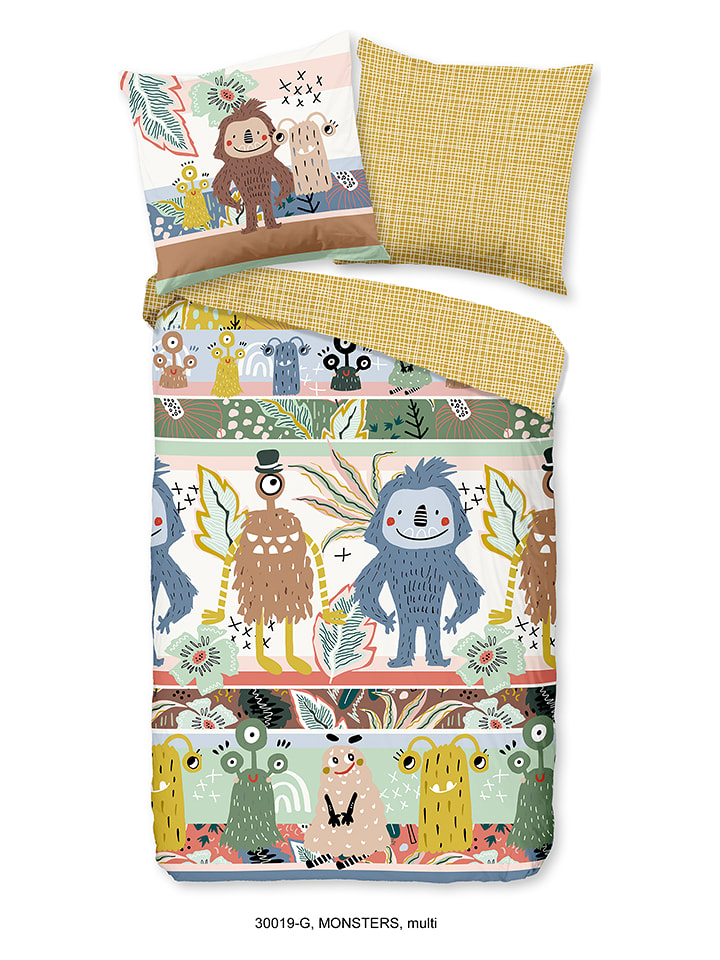 Good Morning Komplet pościeli "Monsters" w kolorze żółtym ze wzorem rozmiar: 140x220 cm