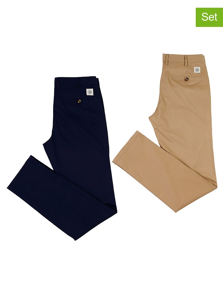 The Time of Bocha Spodnie chino (2 szt.) w kolorze granatowo-beżowym rozmiar: 50