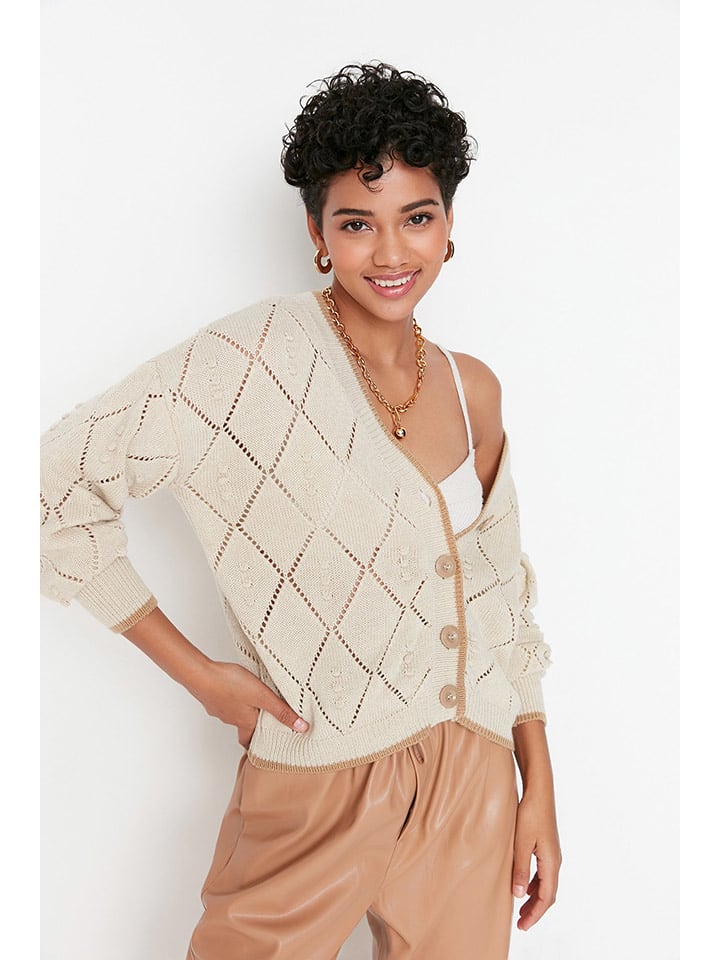 trendyol Kardigan w kolorze beżowym rozmiar: M