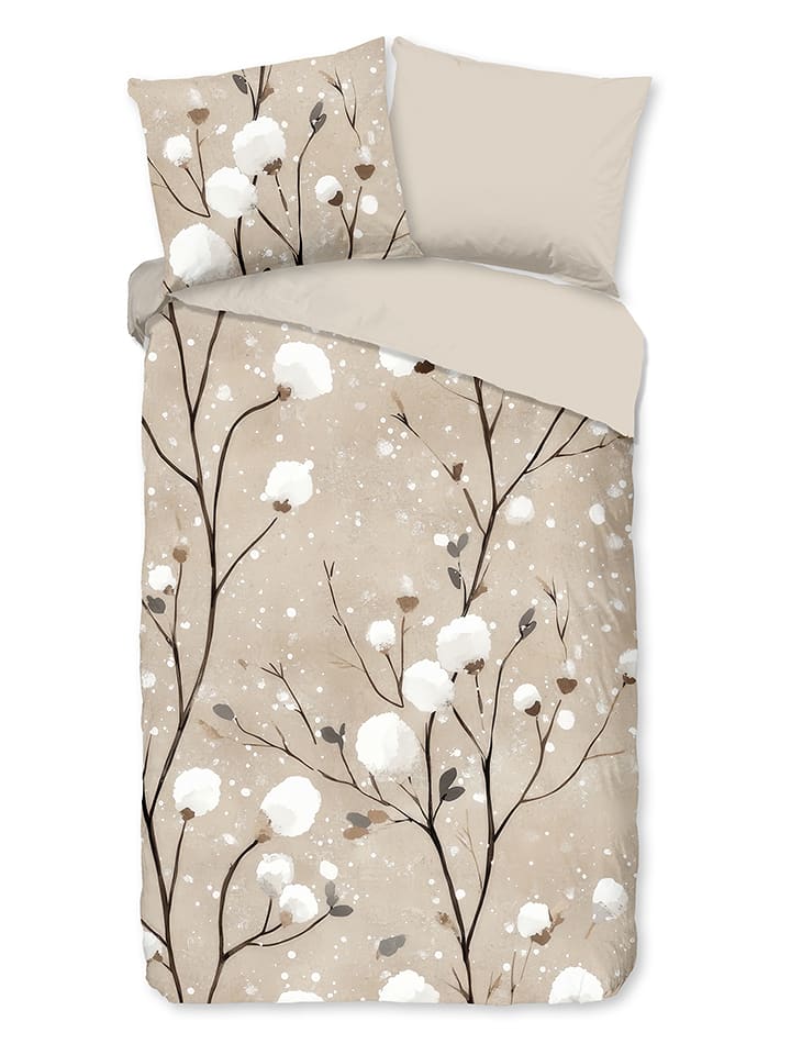 Pure Komplet pościeli "Ralfa" w kolorze beżowo-białym z mikrofibry rozmiar: 200x220 cm