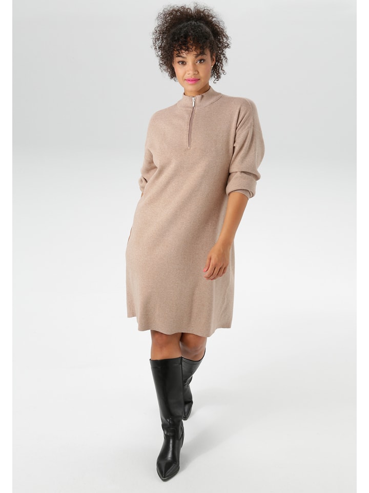 Aniston Sukienka dzianinowa w kolorze beżowym rozmiar: 50