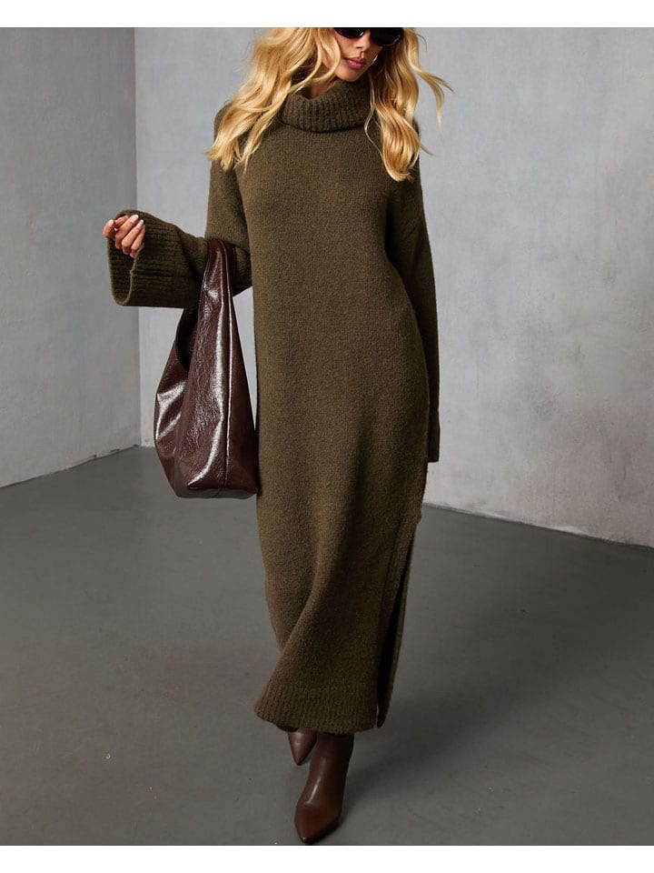 Milan Kiss Sukienka dzianinowa w kolorze khaki rozmiar: S