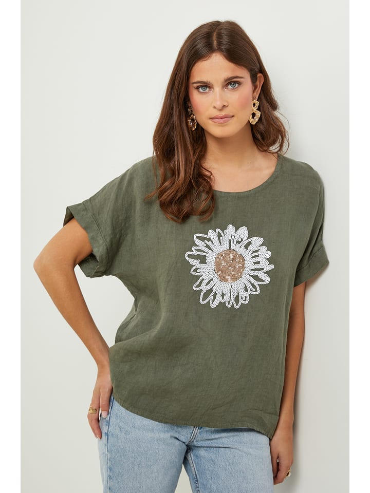 Lin Passion Lniana koszulka w kolorze khaki rozmiar: 38/40