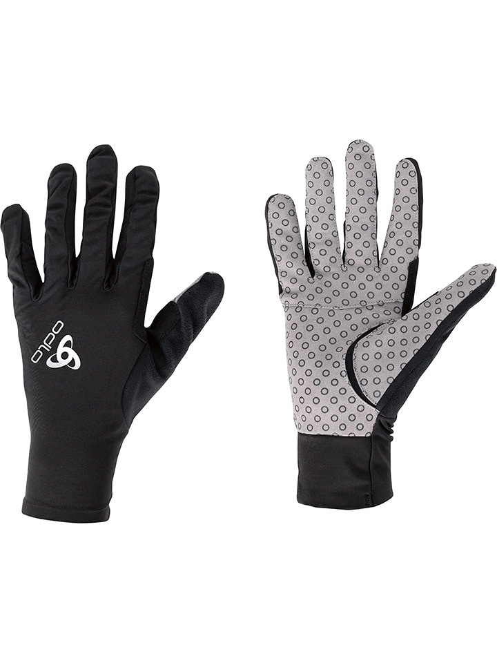 Odlo Rękawiczki funkcyjne "Langnes X-LIGHT" w kolorze czarno-szarym rozmiar: M