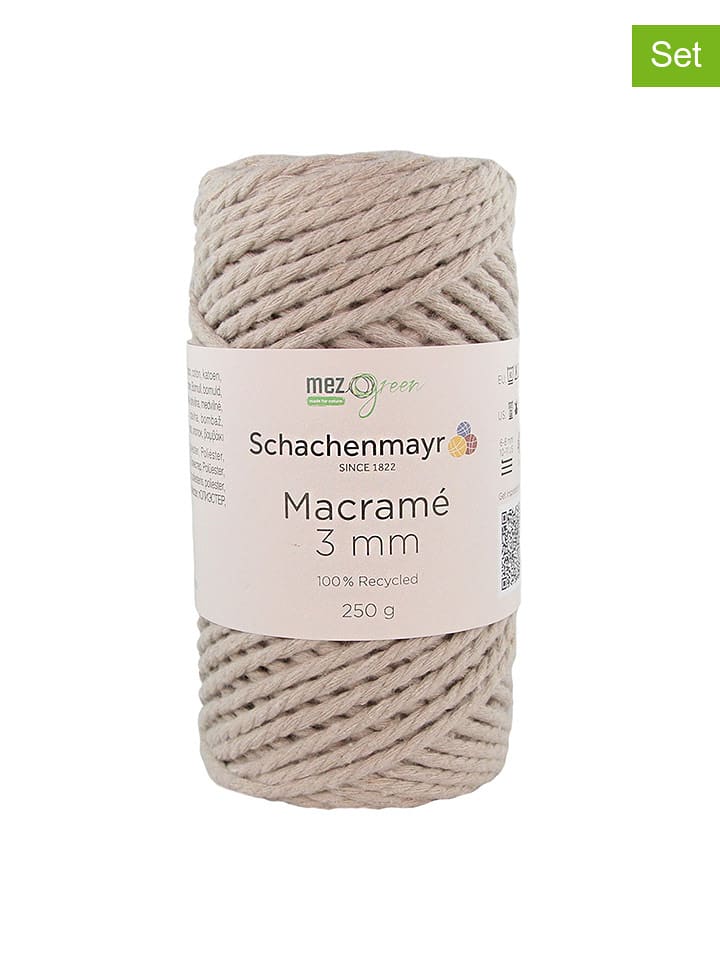 Schachenmayr since 1822 Przędza bawełniana (4 szt.) "Macramé 5 mm" w kolorze beżowym - 4 x 250 g rozmiar: onesize