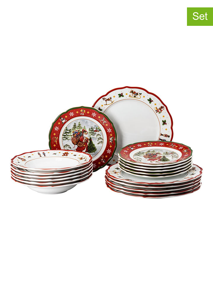 Hutschenreuther 18-częściowy zestaw "Happy Wintertime" w kolorze biało-czerwonym rozmiar: onesize