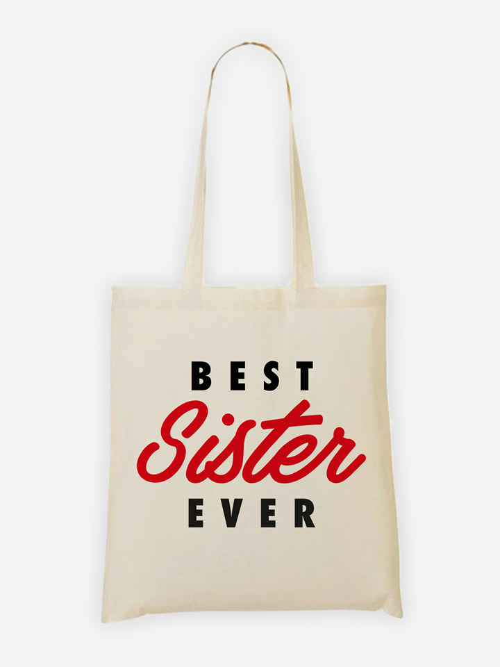 WOOOP Torba "Best Sister Ever" w kolorze kremowo-czerwonym - 36 x 43 cm rozmiar: onesize
