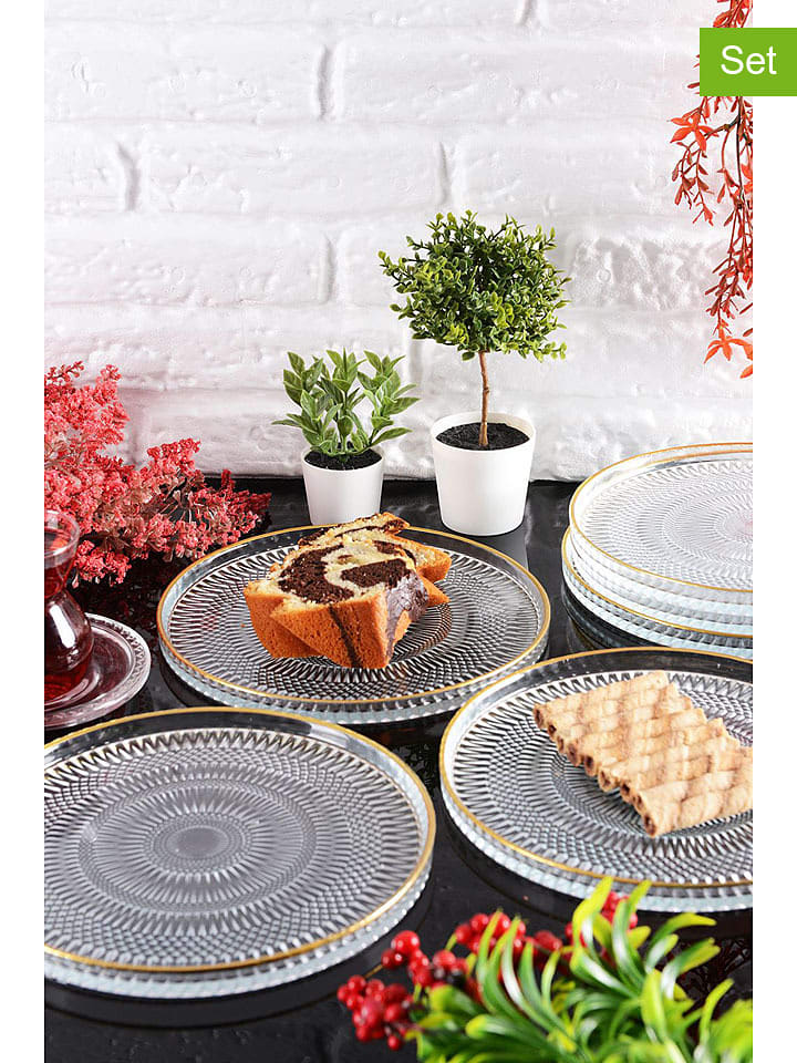 Hermia Talerzyki deserowe (6 szt.) w kolorze złotym - Ø 20 cm rozmiar: onesize