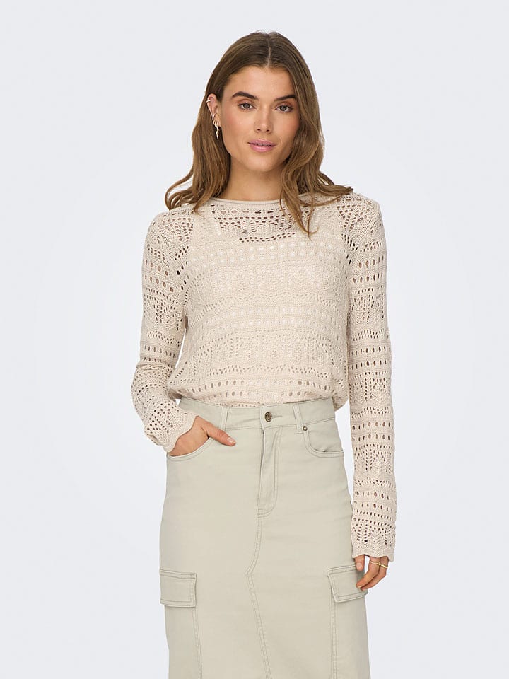 JDY Sweter w kolorze beżowym rozmiar: M