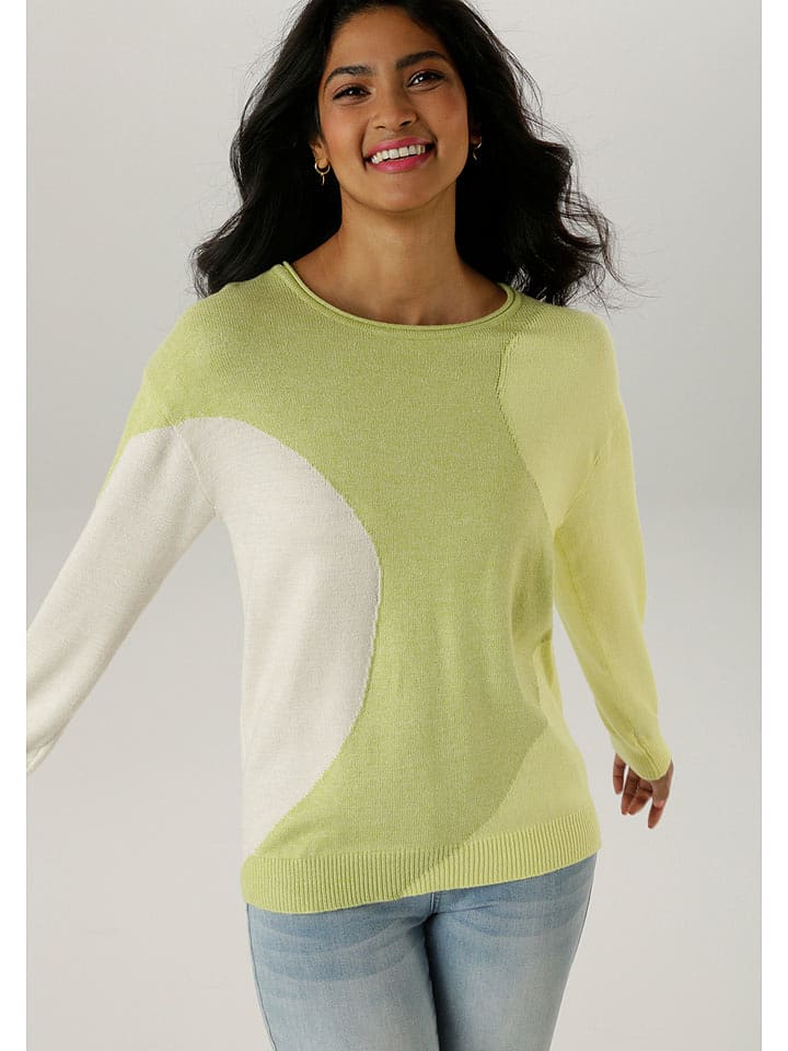 Aniston Sweter w kolorze jasnozielono-białym rozmiar: 38