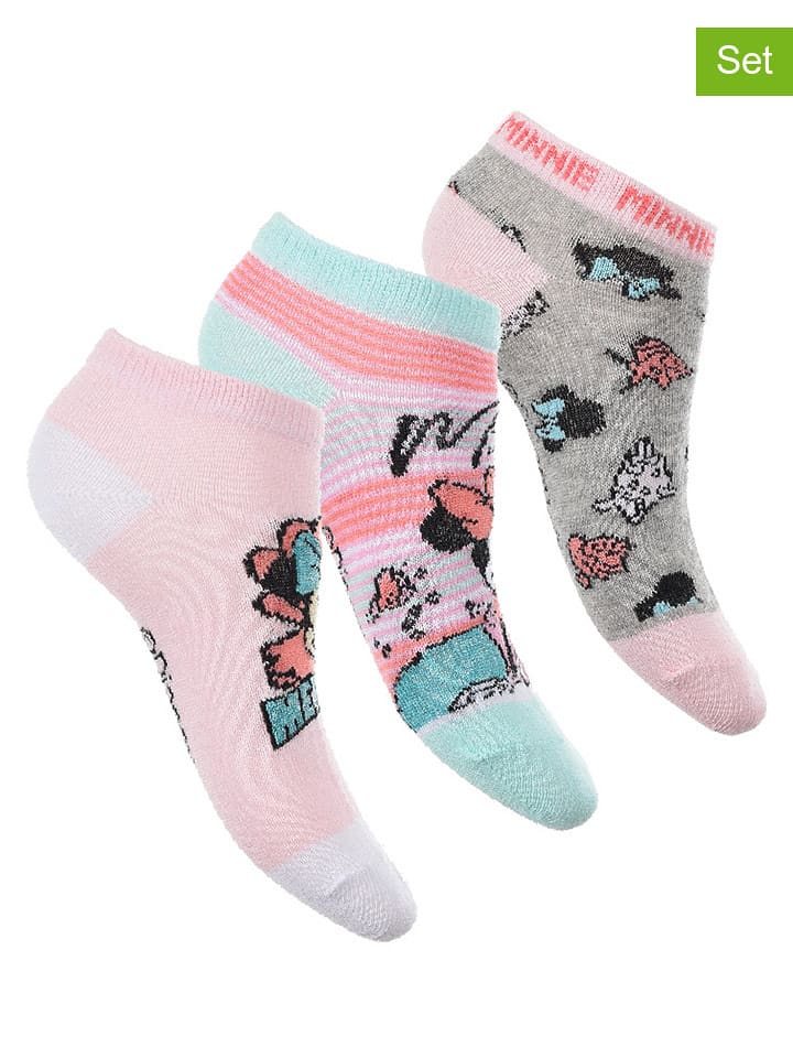 Disney Minnie Mouse Skarpety-stopki (3 pary) "Minnie" w różnych kolorach rozmiar: 23-26