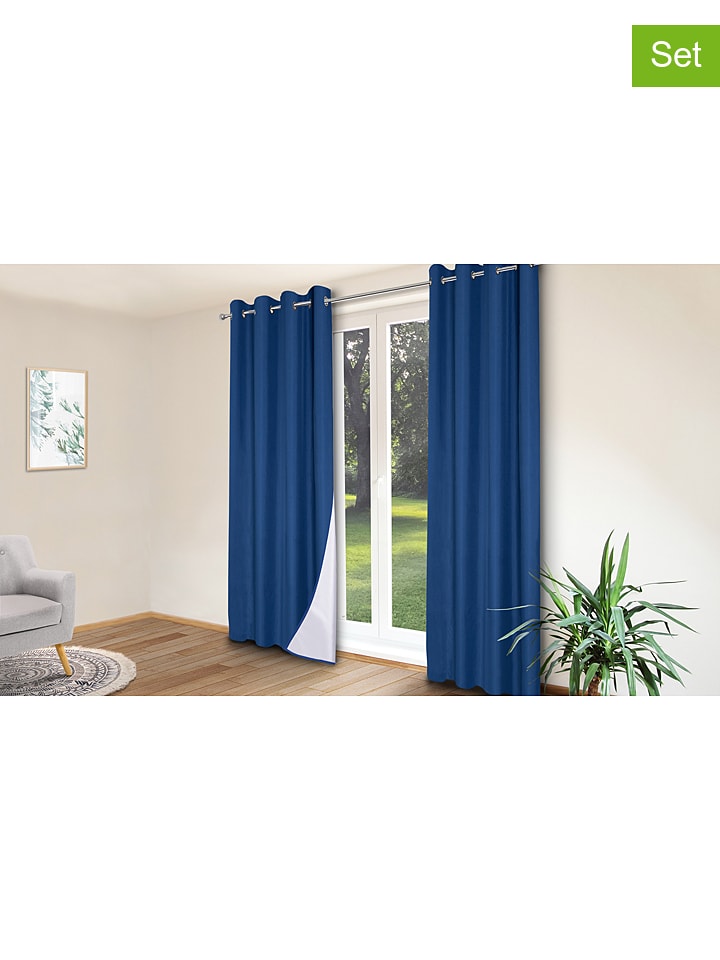 IDOMYA Essentials Zasłony (2 szt.) w kolorze niebieskim - 240 x 135 cm rozmiar: onesize