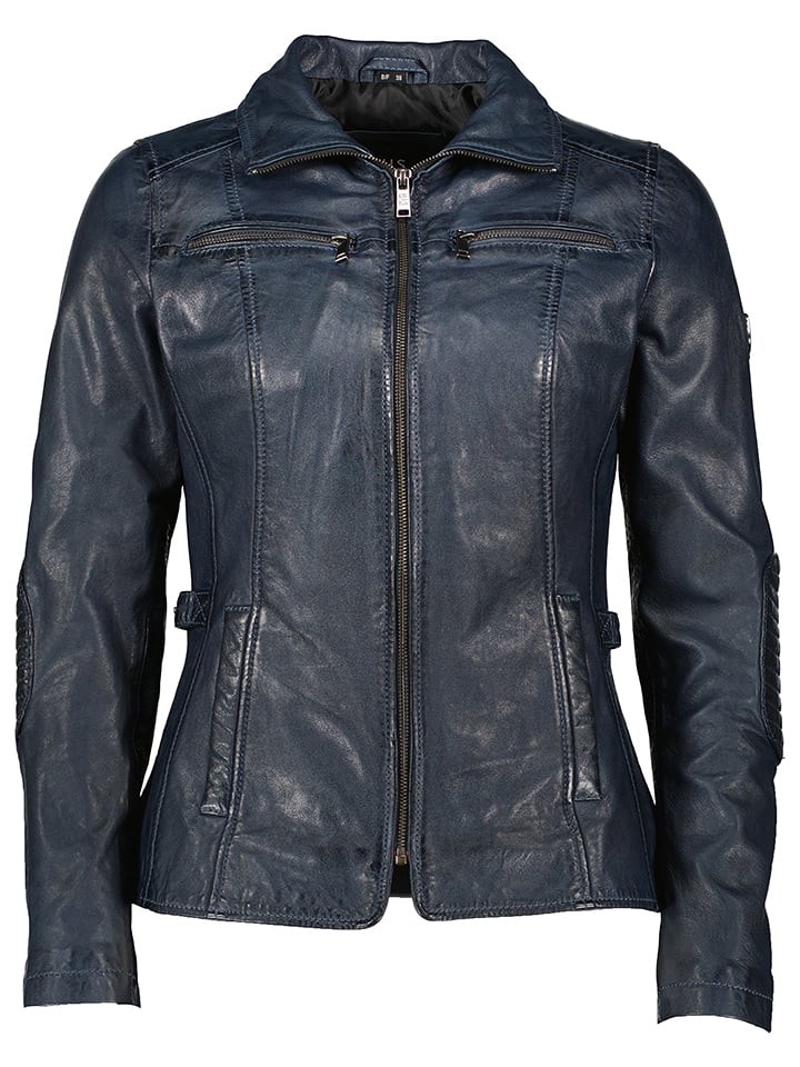 HIS Skórzana kurtka w kolorze granatowym rozmiar: 40