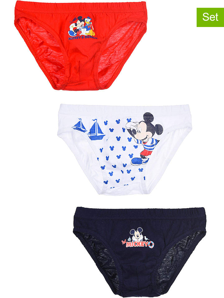 Disney Mickey Mouse Majtki (3 pary) "Myszka Miki" w kolorze granatowo-biało-czerwonym rozmiar: 110/116