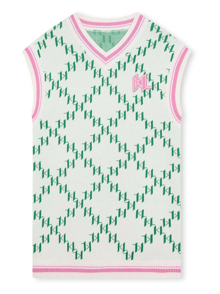 Karl Lagerfeld Kids Sukienka w kolorze biało-zielono-jasnoróżowym rozmiar: 164