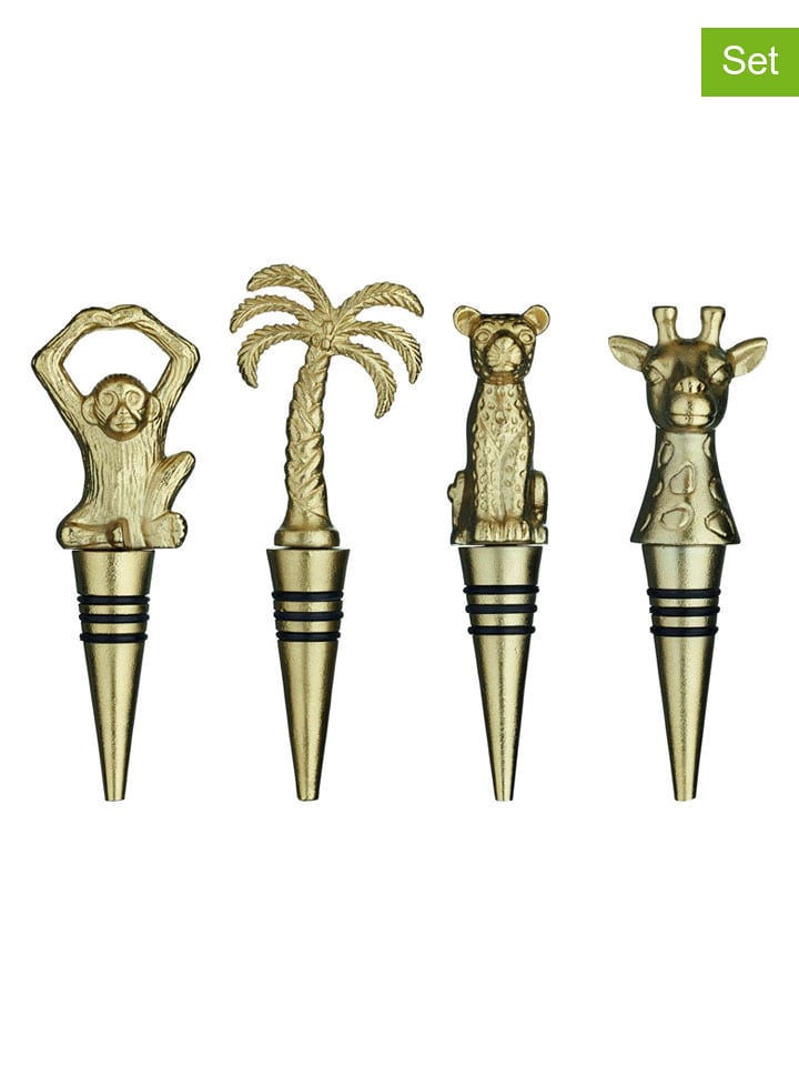 BarCraft Zatyczki (4 szt.) w kolorze złotym do butelek - wys. 12,5 cm rozmiar: onesize