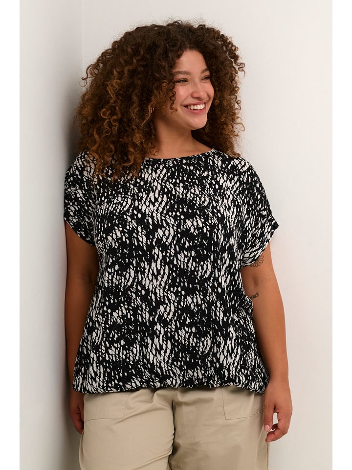 KAFFE curve Bluzka "Cami" w kolorze czarno-białym rozmiar: 50