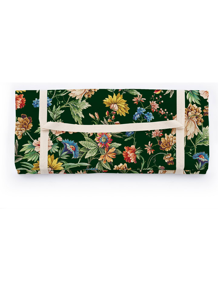 Madre Selva Koc piknikowy w kolorze ciemnozielonym ze wzorem - 170 x 140 cm rozmiar: onesize