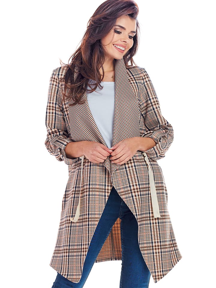 Awama Płaszcz przejściowy w kolorze karmelowo-czarnym rozmiar: S/M