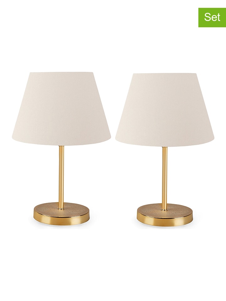 Opviq Lampy stołowe (2 szt.) w kolorze kremowym - wys. 37 cm rozmiar: onesize