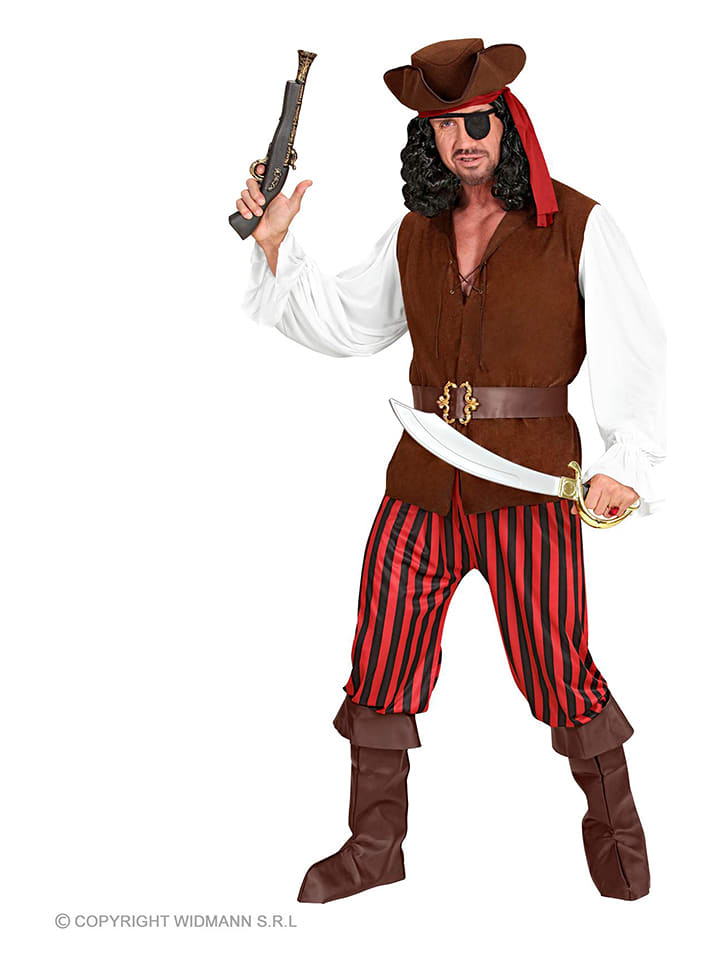 Carnival Party 7-częściowy kostium "Pirat" w kolorze brązowo-czerwono-białym rozmiar: M
