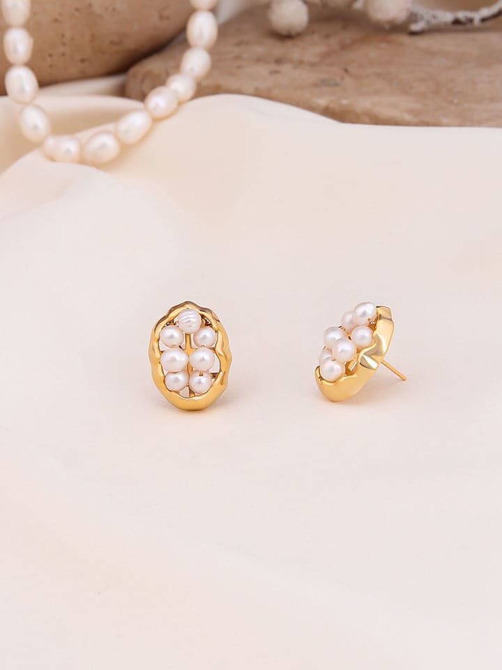 Pierres de Jade Pozłacane kolczyki-wkrętki z perłami rozmiar: onesize