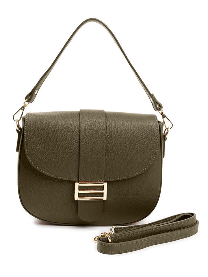Lia Biassoni Skórzana torebka w kolorze khaki - 27 x 22 x 7 cm rozmiar: onesize