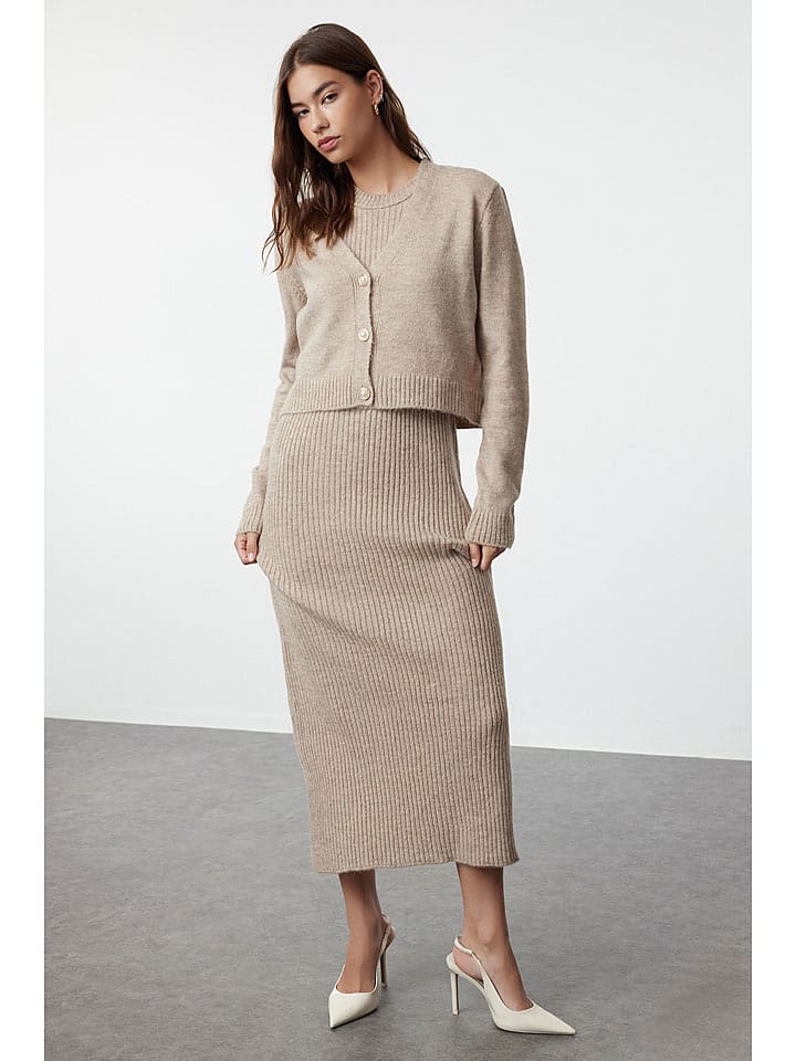 trendyol 2-częściowy zestaw w kolorze beżowym rozmiar: M