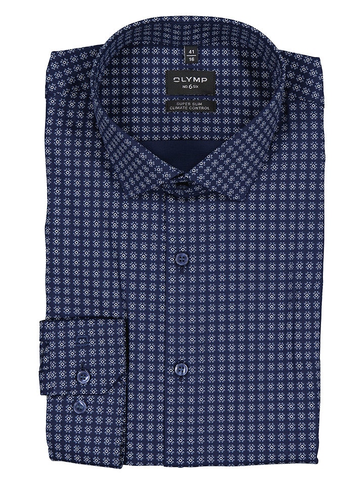 OLYMP Koszula "No 6" - Super Slim - w kolorze granatowym rozmiar: 39