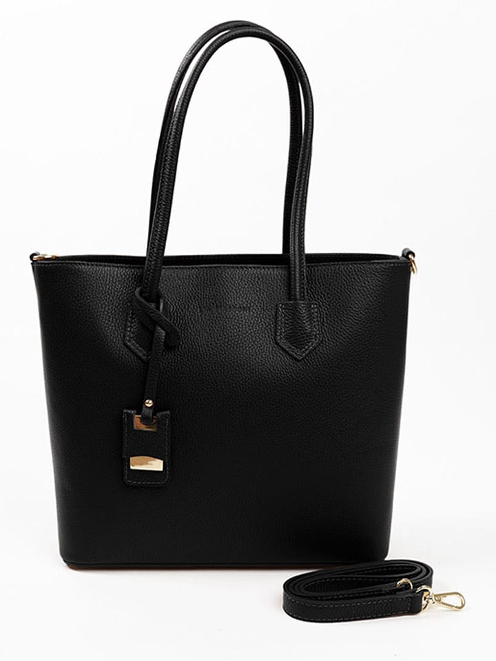 Lia Biassoni Skórzana torebka w kolorze czarnym - 34 x 29 x 12 cm rozmiar: onesize